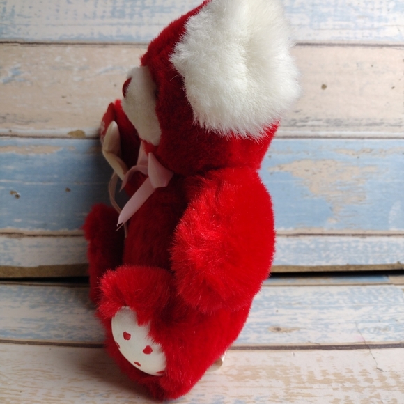 Vintage Fairview Teddy Bear Red Valentine Stuffed Animal Plush 8" sitting - Picture 2 of 9